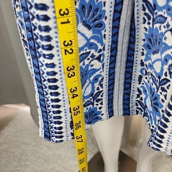 Ann Taylor Loft Petites Spaghetti Strap Zipper Back Pleated Blue Dress Size 12P - Picture 6 of 10